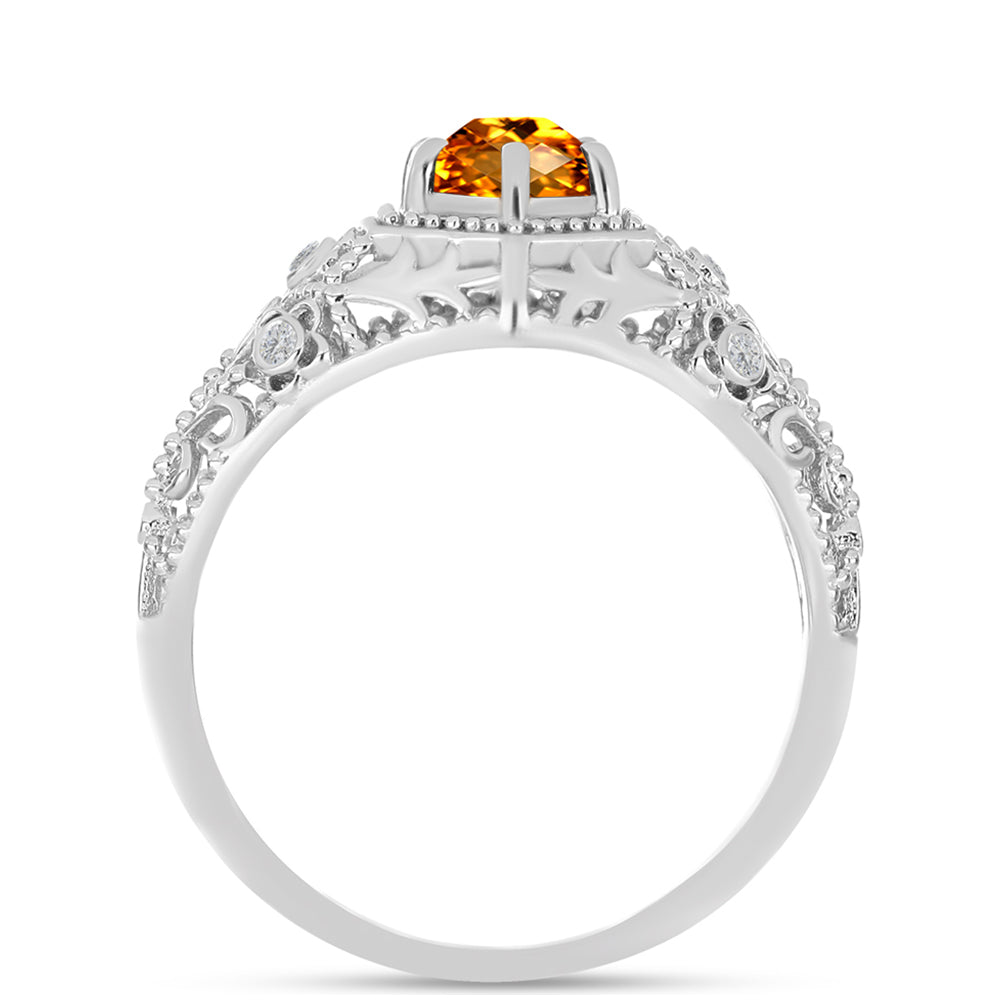 Anillo de Plata con Citrino de Madeira y Topacio Blanco 2 