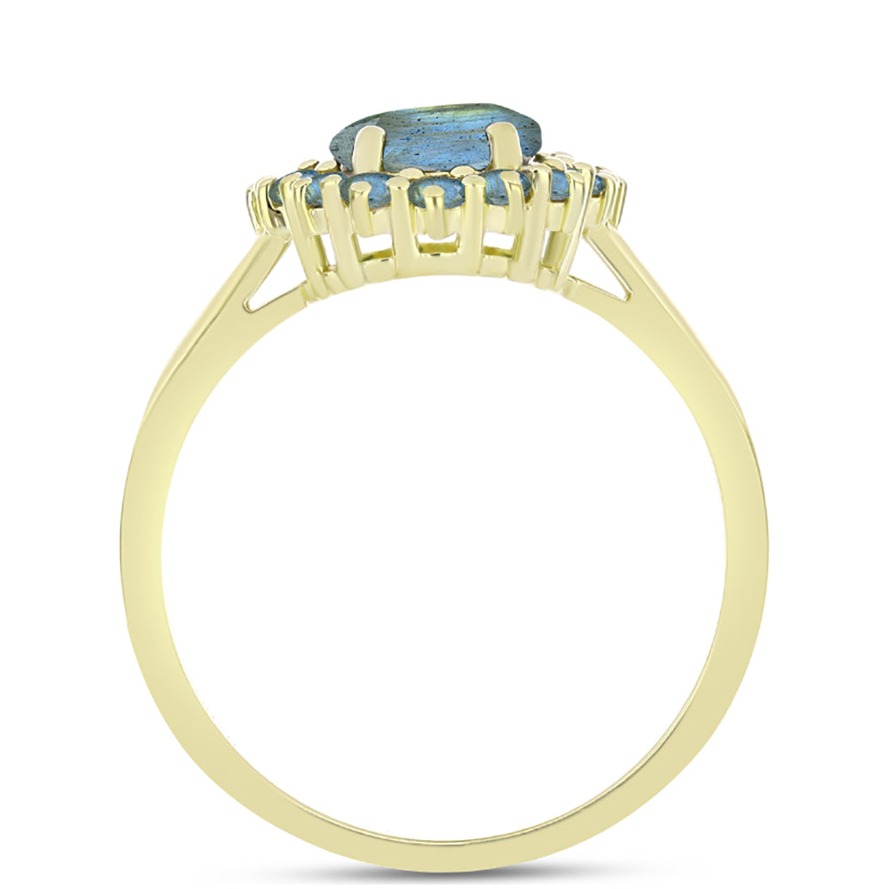 Anillo de Plata Bañada en Oro con Labradorita 2 
