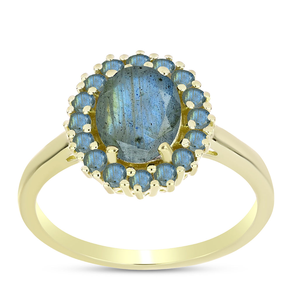 Anillo de Plata Bañada en Oro con Labradorita 3 