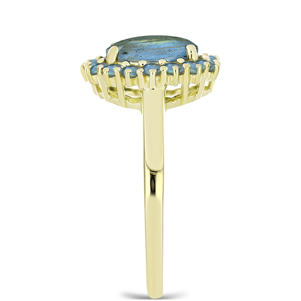 Anillo de Plata Bañada en Oro con Labradorita