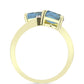 Anillo de Plata Bañada en Oro con Labradorita y Topacio Blanco