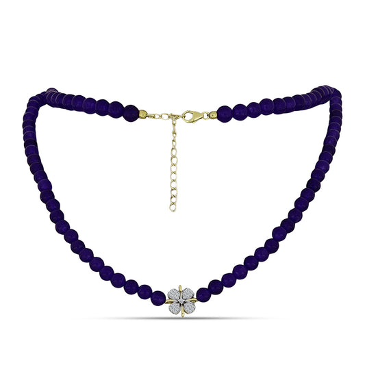 Collar de Plata Bañada en Oro con Ágata Púrpura y Topacio Blanco