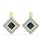 Pendientes de Plata Bañada en Oro con Diamante Azul y Topacio Blanco