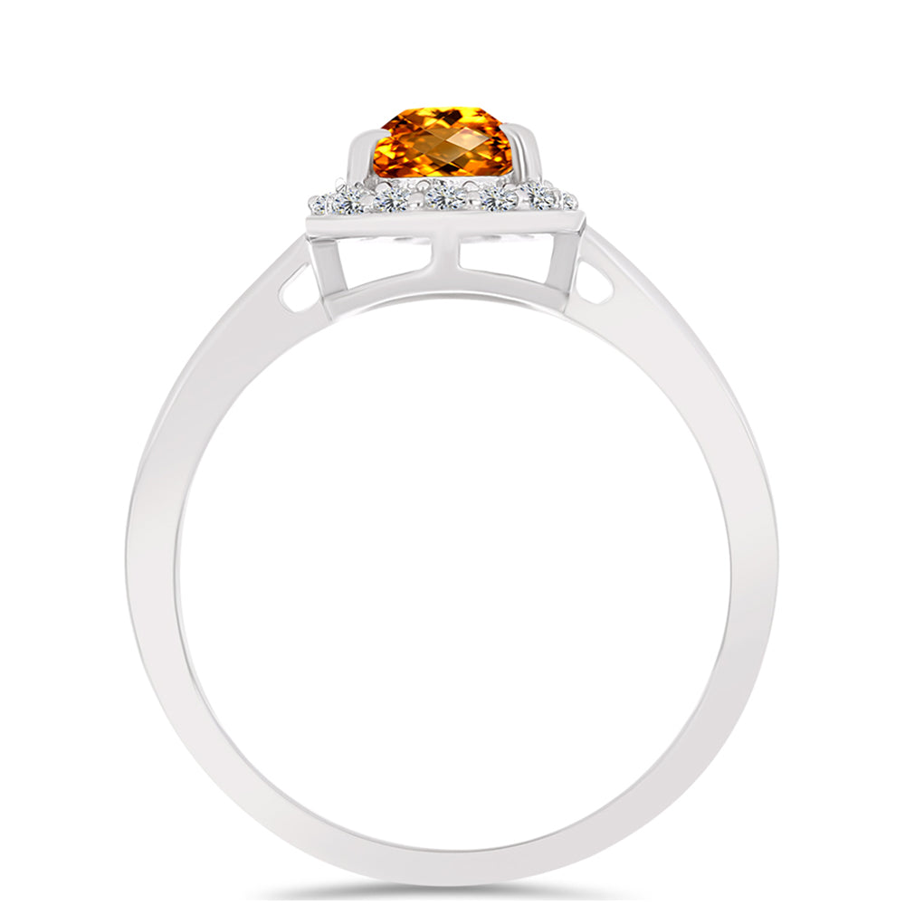 Anillo de Plata con Citrino de Madeira y Topacio Blanco