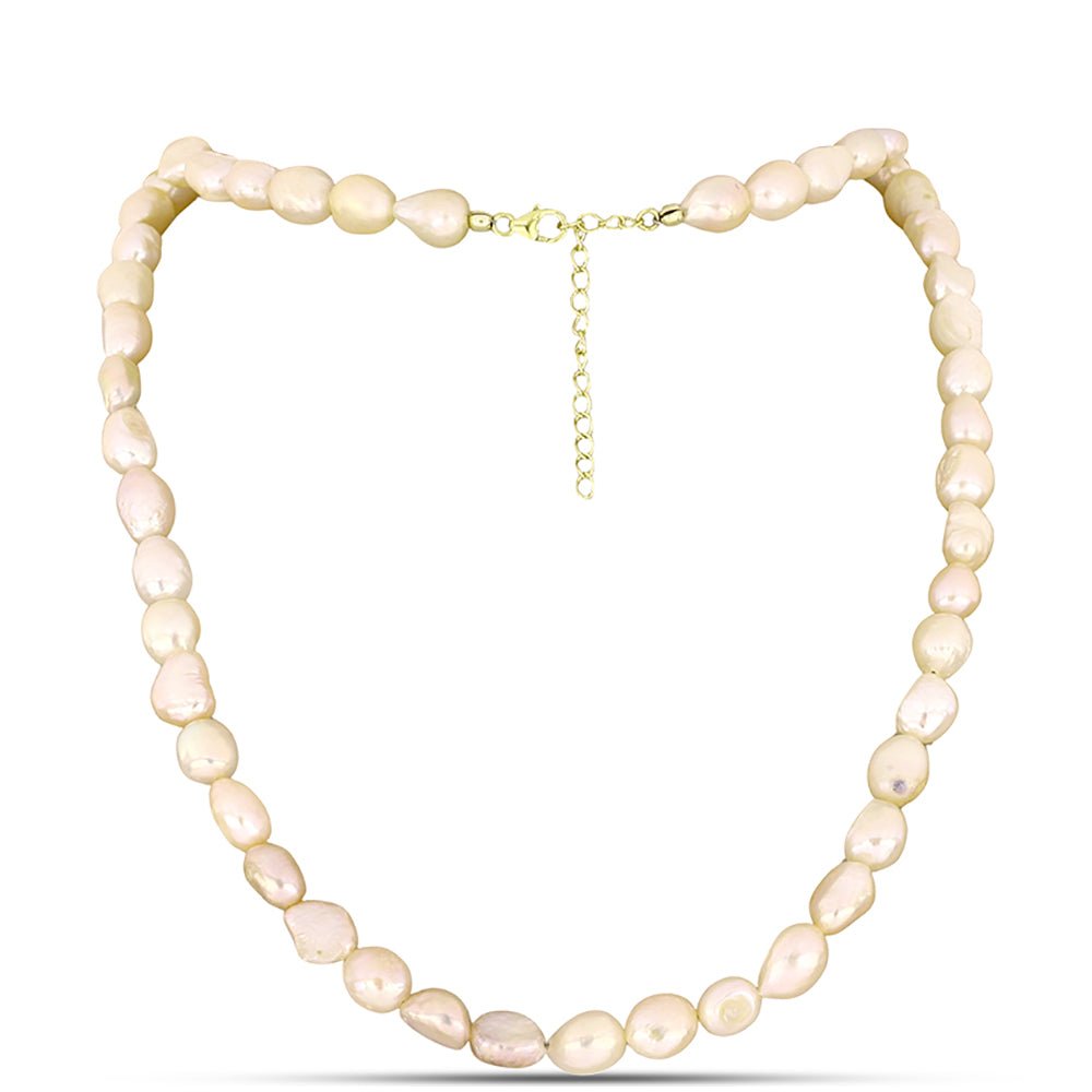 Collar de Plata Bañada en Oro con Perla de agua dulce melocotón
