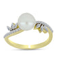 Anillo de Plata Bañada en Oro con Perla de Agua Dulce y Zircón Blanco