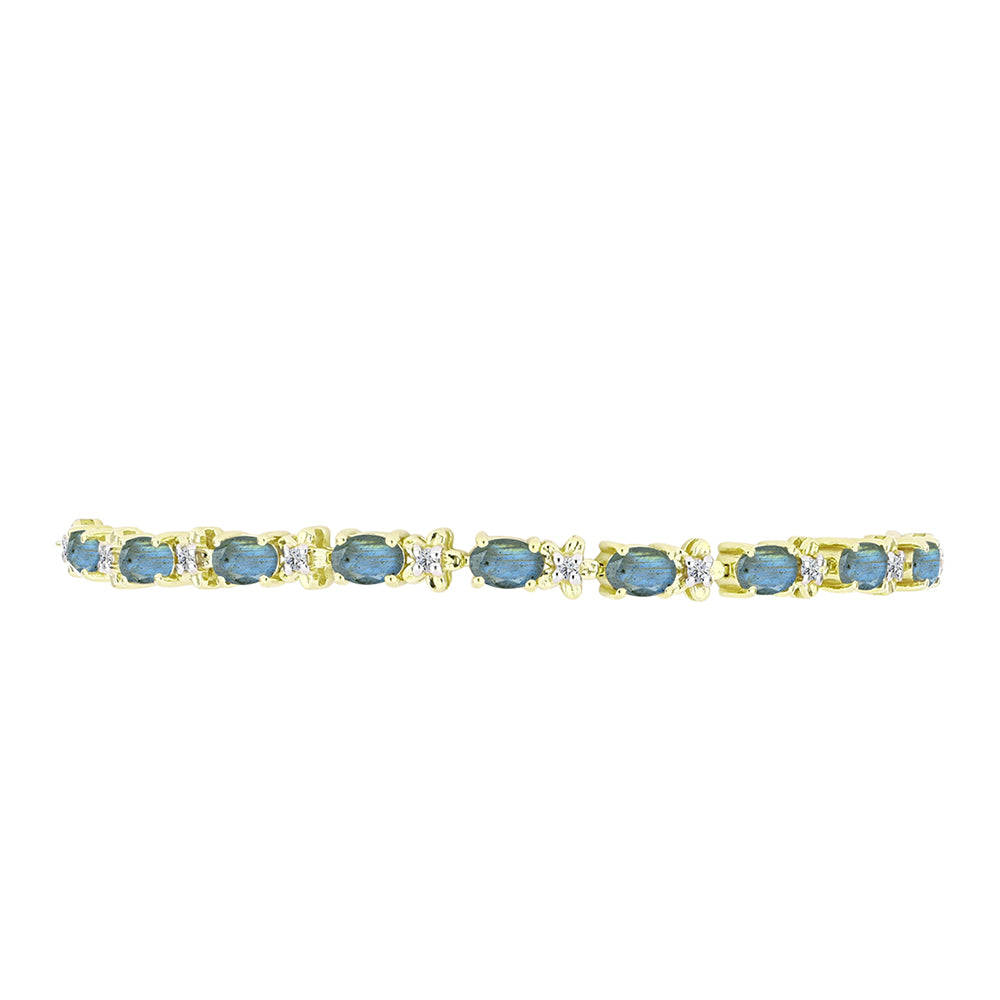 Pulsera de Plata Bañada en Oro con Labradorita y Topacio Blanco 2 