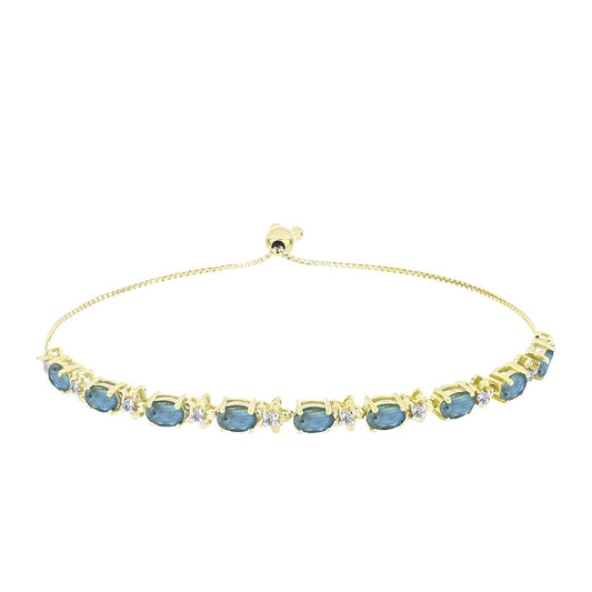 Pulsera de Plata Bañada en Oro con Labradorita y Topacio Blanco