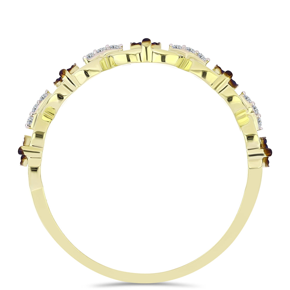 Anillo de Plata Bañada en Oro con Diamante Azul y Topacio Blanco 2 