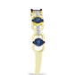 Anillo de Plata Bañada en Oro con Diamante Azul y Topacio Blanco