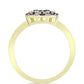 Anillo de Plata Bañada en Oro con Diamante Azul y Topacio Blanco