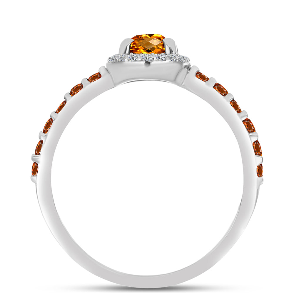 Anillo de Plata con Citrino de Madeira y Topacio Blanco 2 