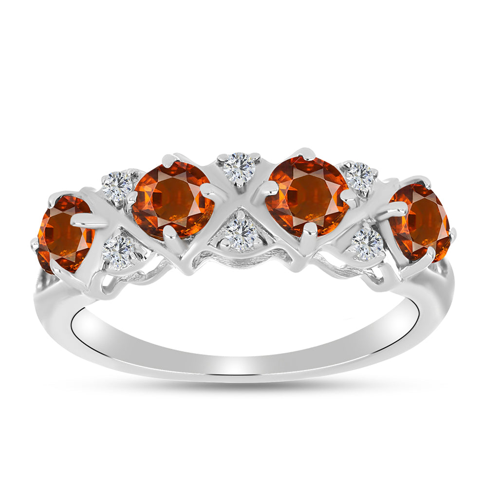 Anillo de Plata con Citrino de Madeira y Topacio Blanco 3 