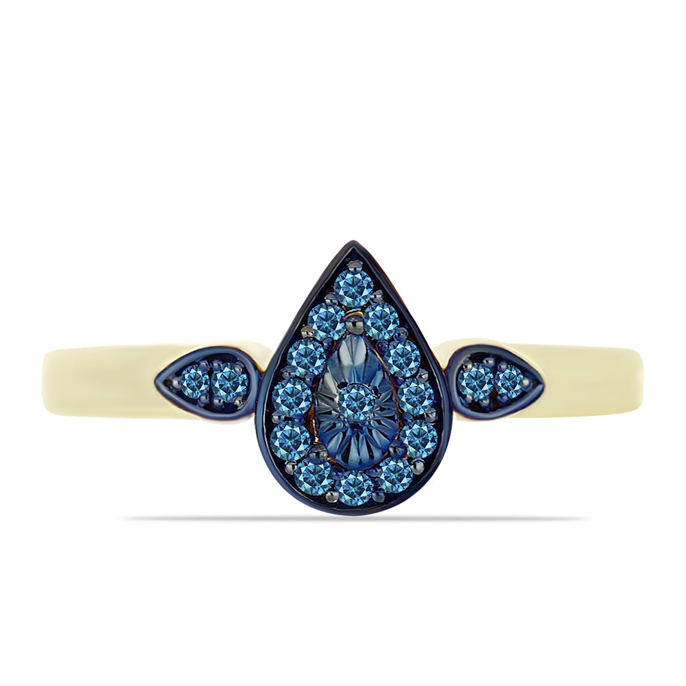 Anillo de Plata Bañada en Oro con Diamante Azul 5 