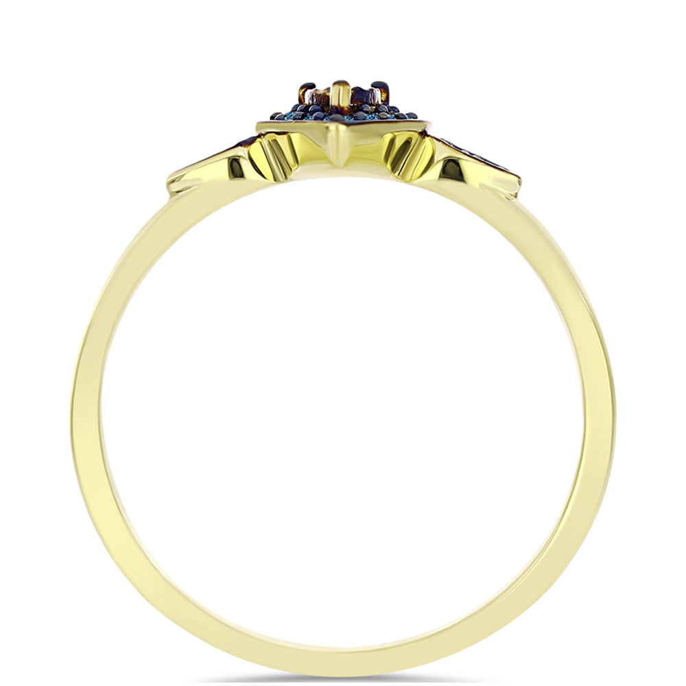 Anillo de Plata Bañada en Oro con Diamante Azul 2 