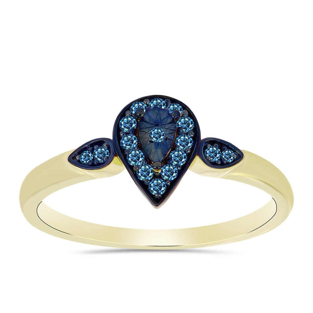Anillo de Plata Bañada en Oro con Diamante Azul 3 