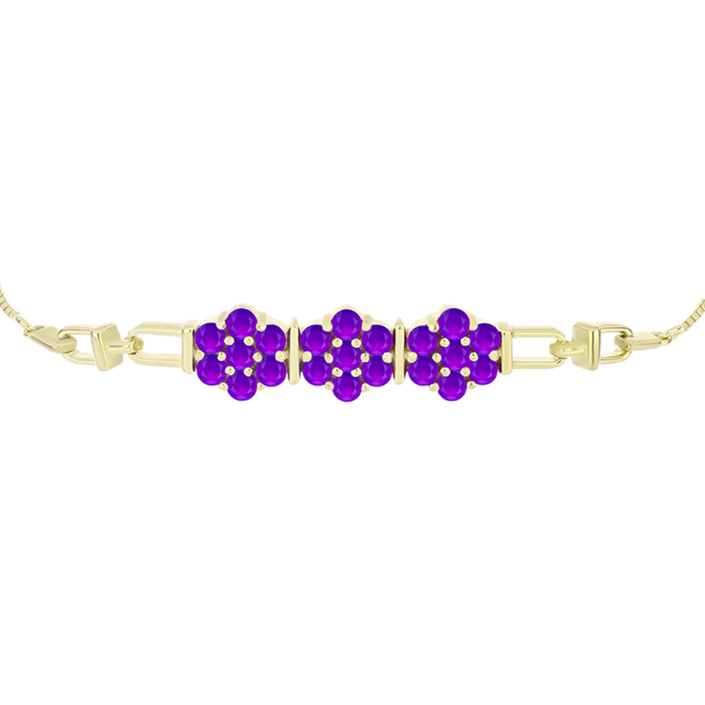 Pulsera de Plata Bañada en Oro con Ágata Púrpura 2 