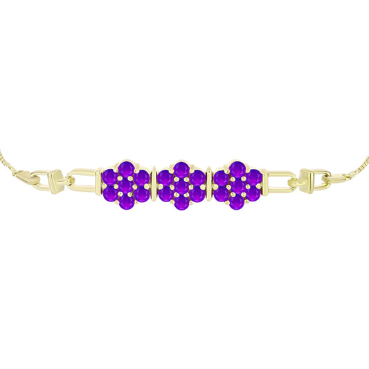 Pulsera de Plata Bañada en Oro con Ágata Púrpura