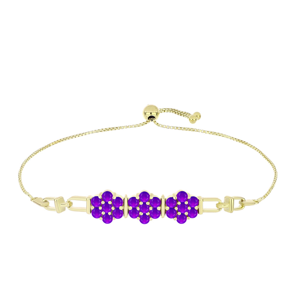 Pulsera de Plata Bañada en Oro con Ágata Púrpura