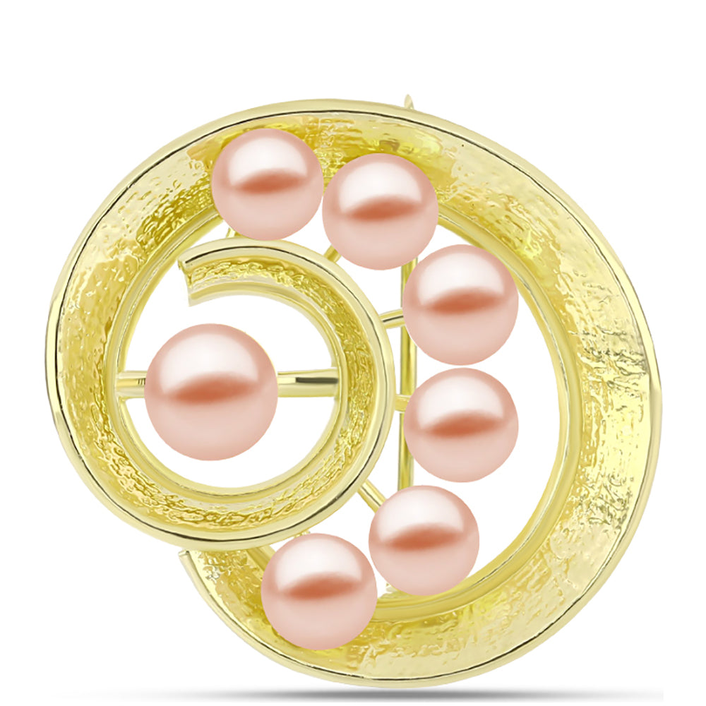Broche de Plata Bañada en Oro con Perla de agua dulce melocotón 1 