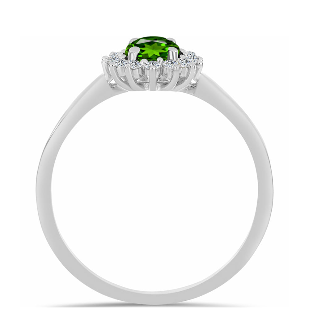 Anillo de Plata con Diópsido de Cromo y Topacio Blanco 2 