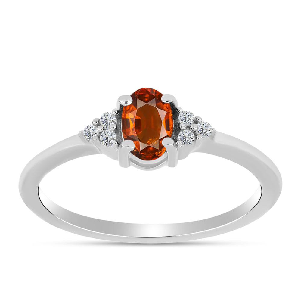 Anillo de Plata con Citrino de Madeira y Topacio Blanco 3 