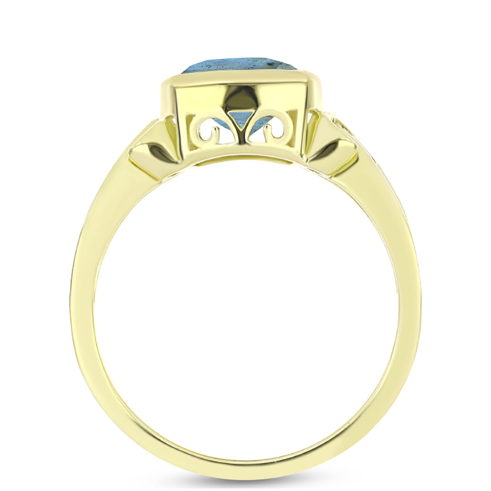 Anillo de Plata Bañada en Oro con Labradorita 2 
