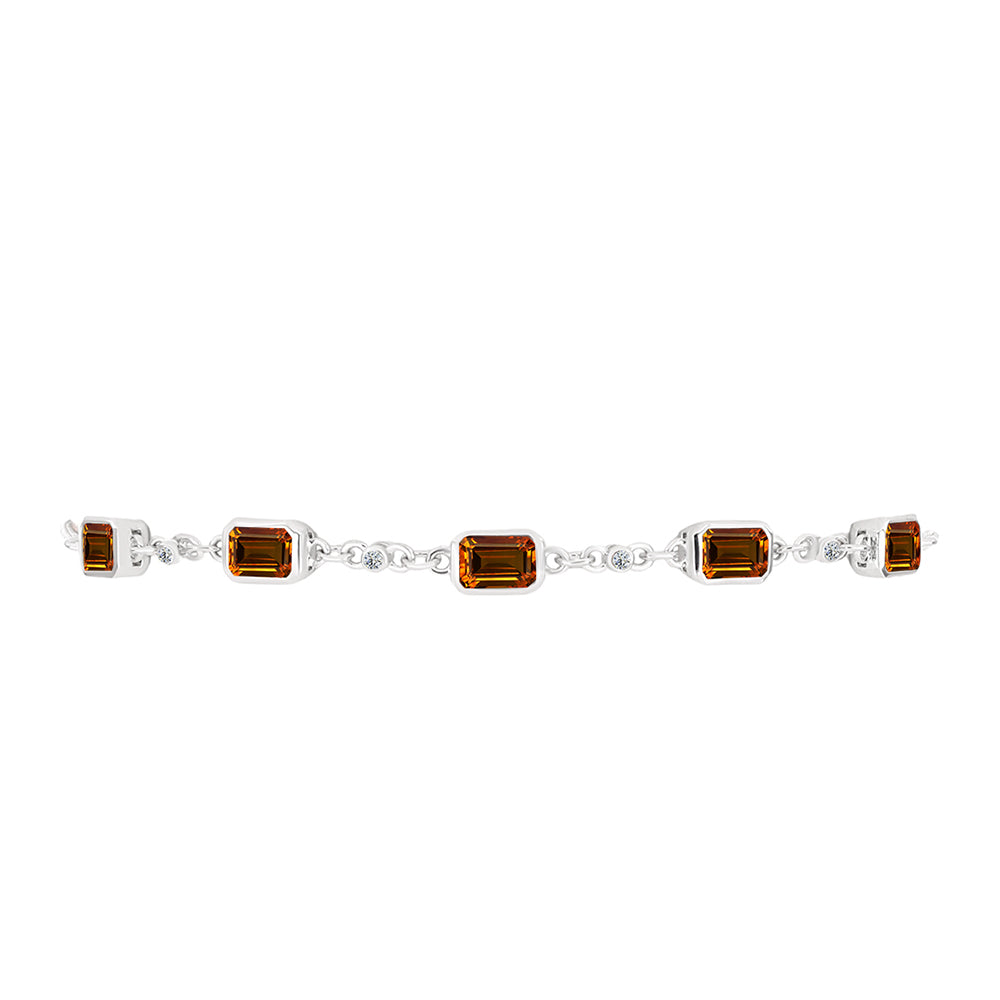 Pulsera de Plata con Citrino de Madeira y Topacio Blanco
