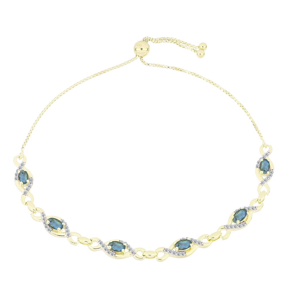 Pulsera de Plata Bañada en Oro con Labradorita y Topacio Blanco 1 