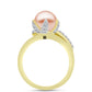 Anillo de Plata Bañada en Oro con Perla de agua dulce melocotón y Topacio Blanco
