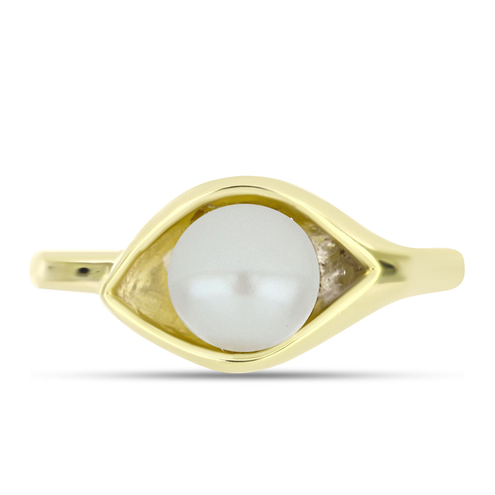 Anillo de Plata Bañada en Oro con Perla de Agua Dulce 1 