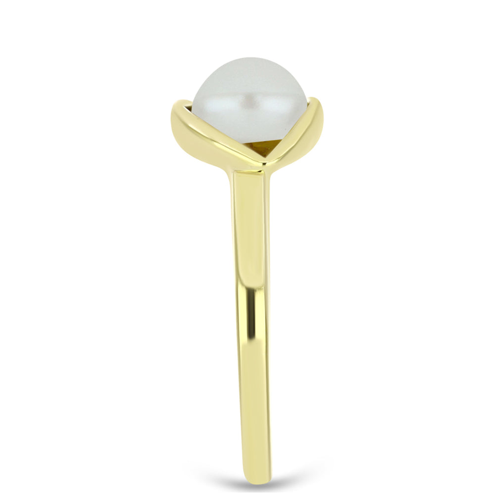Anillo de Plata Bañada en Oro con Perla de Agua Dulce 4 