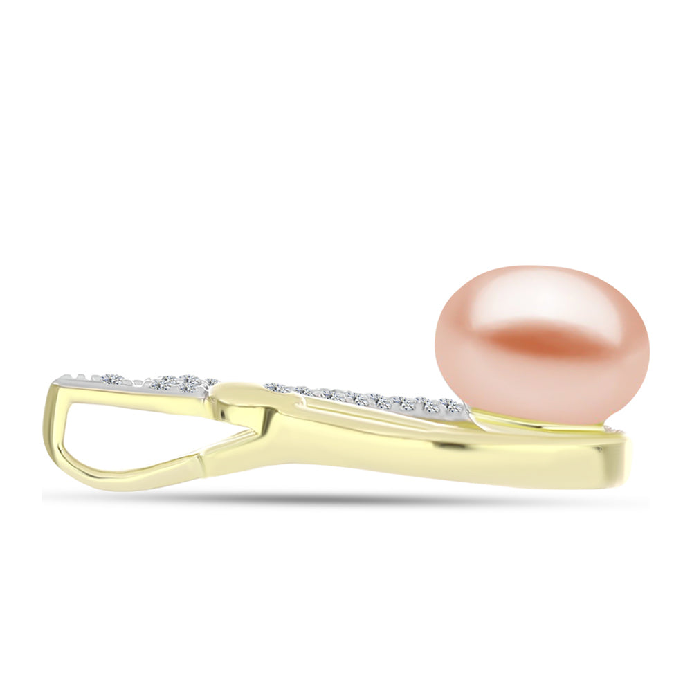 Colgante de Plata Bañada en Oro con Perla de Agua Dulce y Topacio Blanco 2 