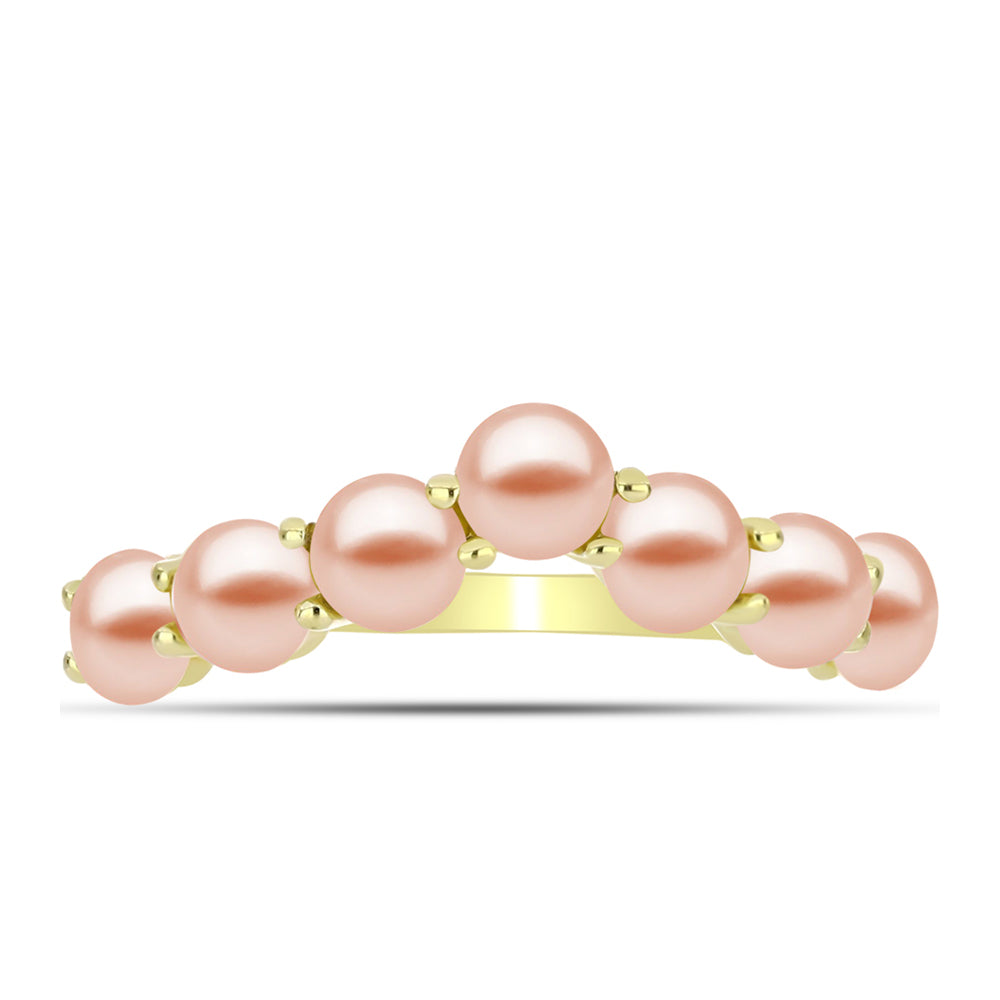 Anillo de Plata Bañada en Oro con Perla de agua dulce melocotón 1 