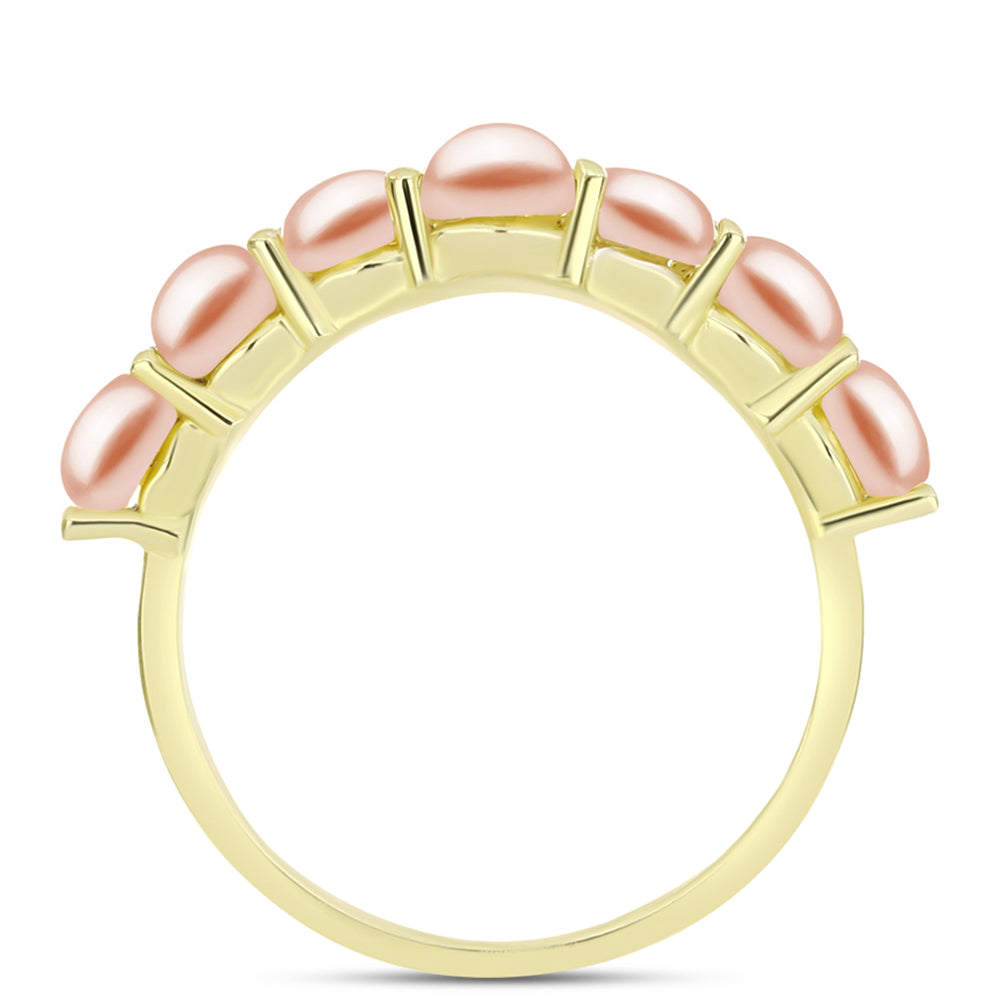 Anillo de Plata Bañada en Oro con Perla de agua dulce melocotón 2 