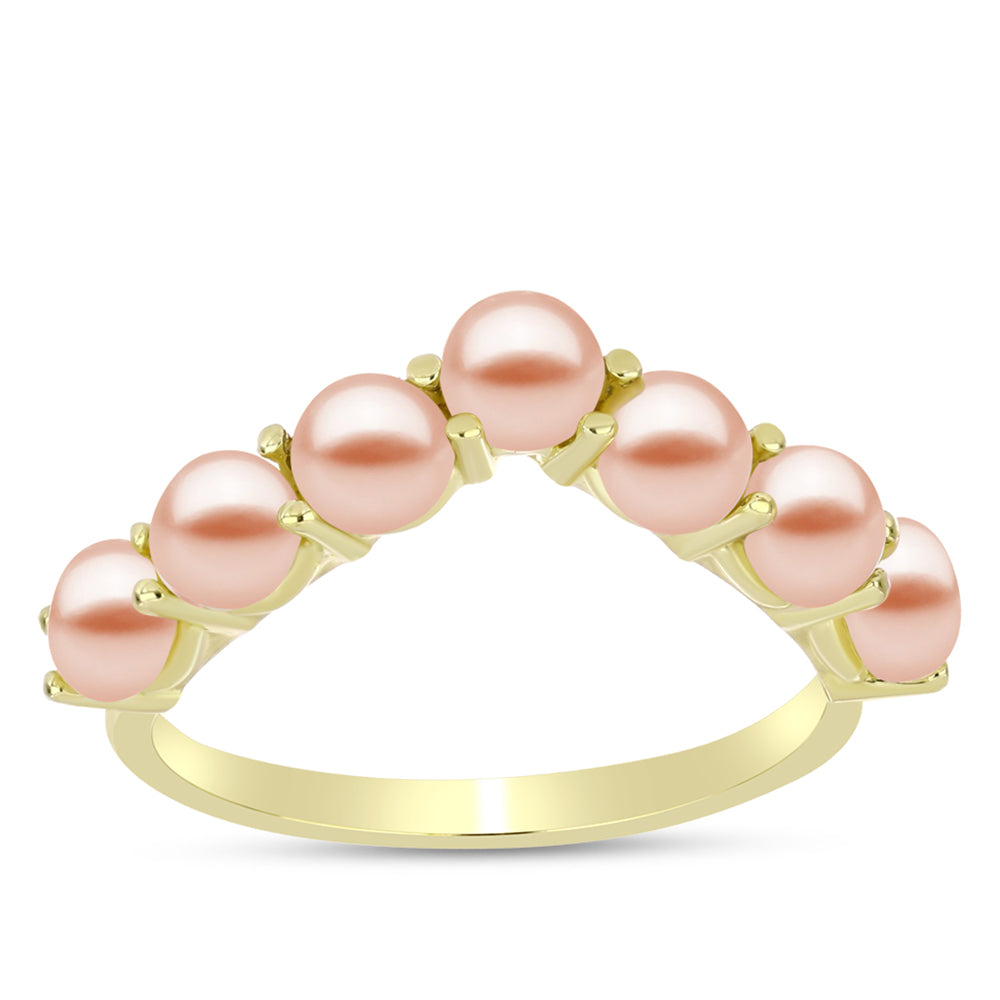 Anillo de Plata Bañada en Oro con Perla de agua dulce melocotón 3 