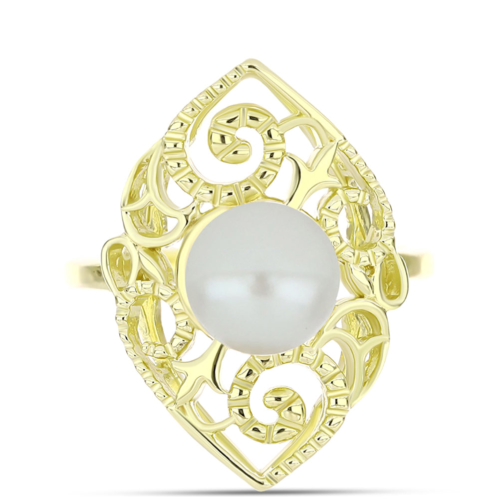 Anillo de Plata Bañada en Oro con Perla de Agua Dulce