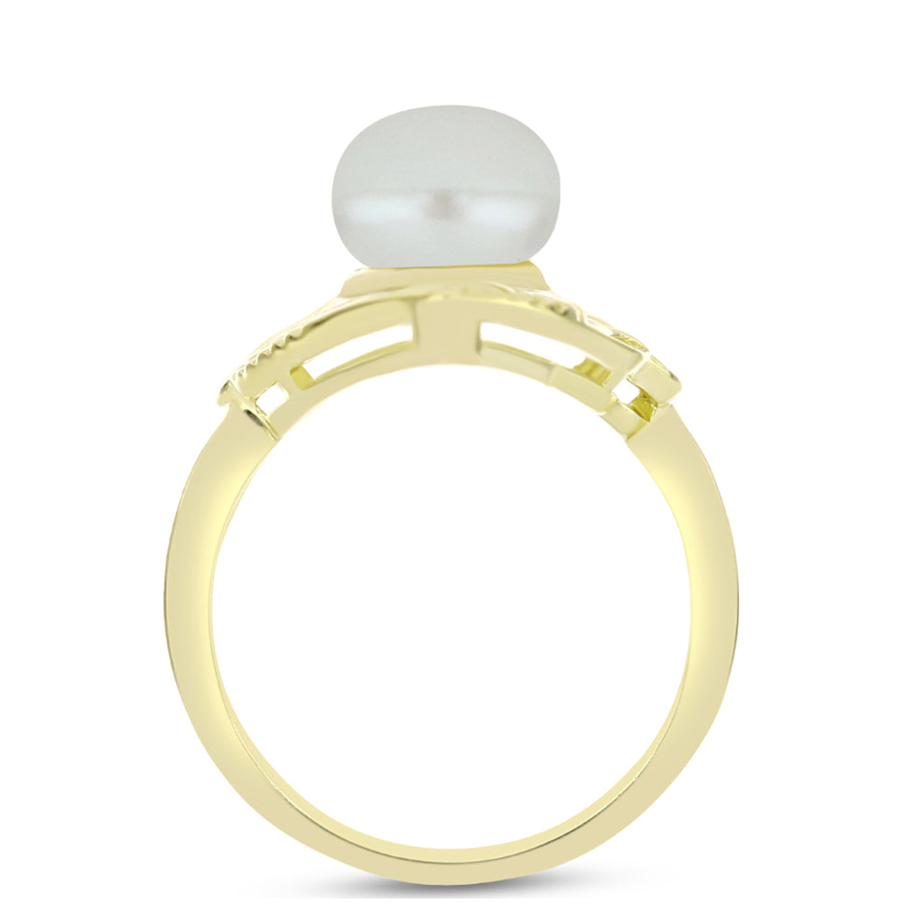 Anillo de Plata Bañada en Oro con Perla de Agua Dulce
