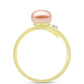 Anillo de Plata Bañada en Oro con Perla de agua dulce melocotón y Topacio Blanco