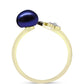 Anillo de Plata Bañada en Oro con Perla de río negra y Topacio Blanco