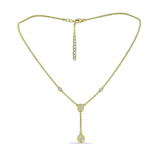 Collar de Plata Bañada en Oro con Diamante blanco