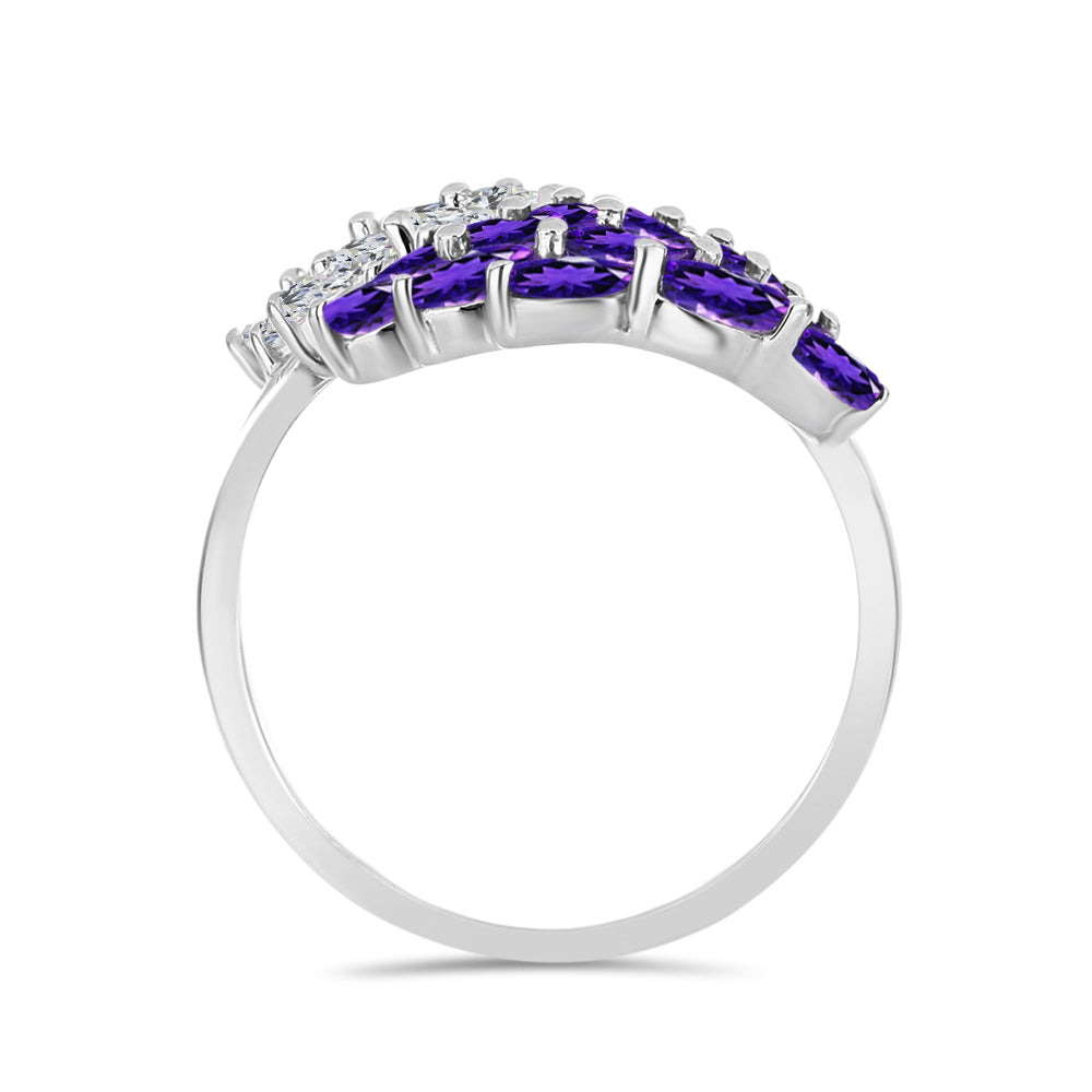 Anillo de Plata con Amatista de Marruecos y Topacio Blanco 2 