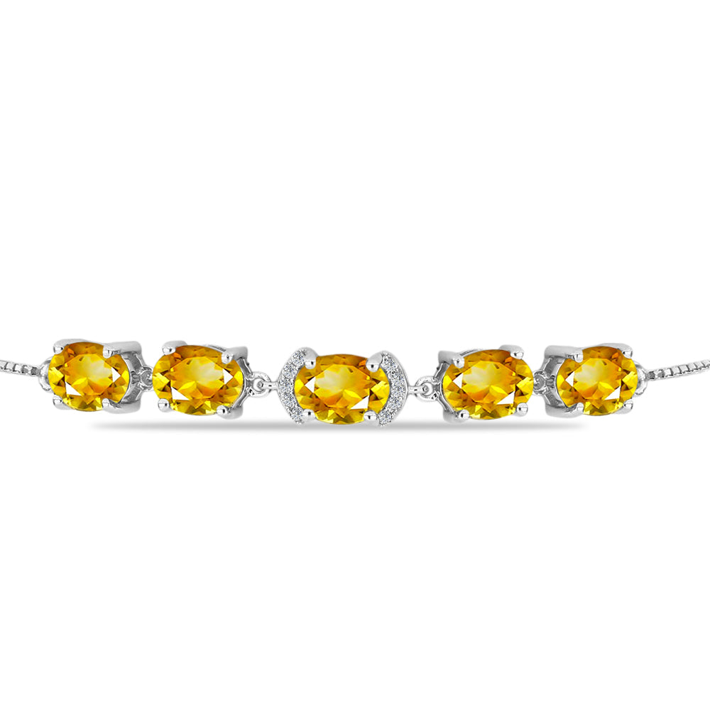 Pulsera de Plata con Citrino de Río del Oro y Topacio Blanco