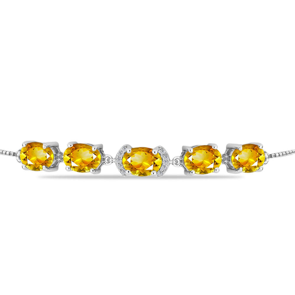 Pulsera de Plata con Citrino de Río del Oro y Topacio Blanco