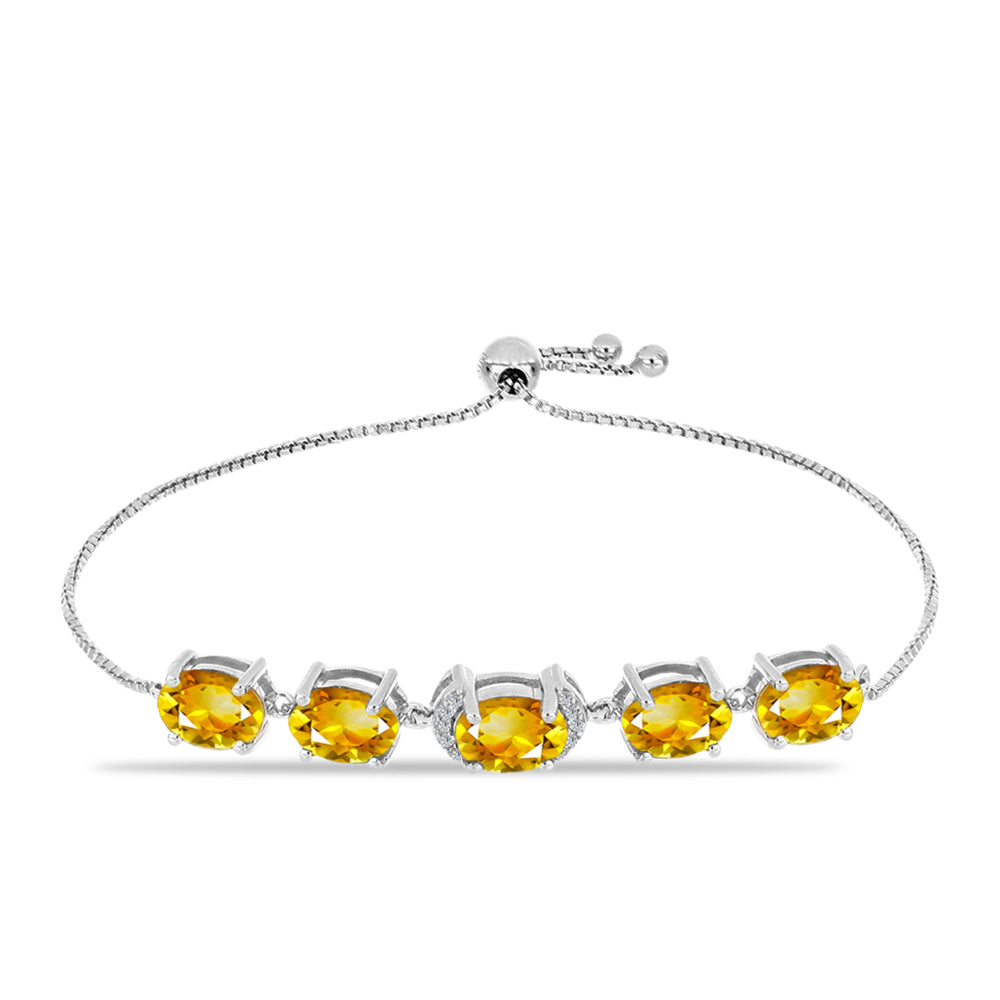 Pulsera de Plata con Citrino de Río del Oro y Topacio Blanco 4 