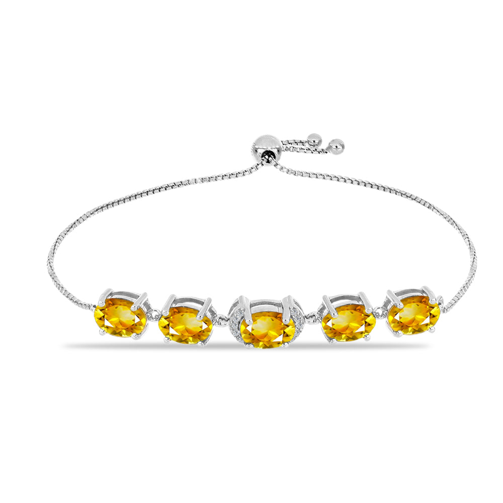 Pulsera de Plata con Citrino de Río del Oro y Topacio Blanco