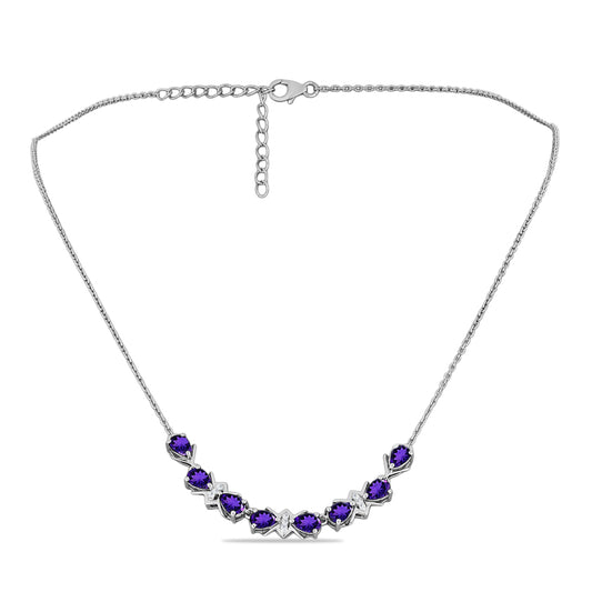 Collar de Plata con Amatista de Marruecos y Topacio Blanco