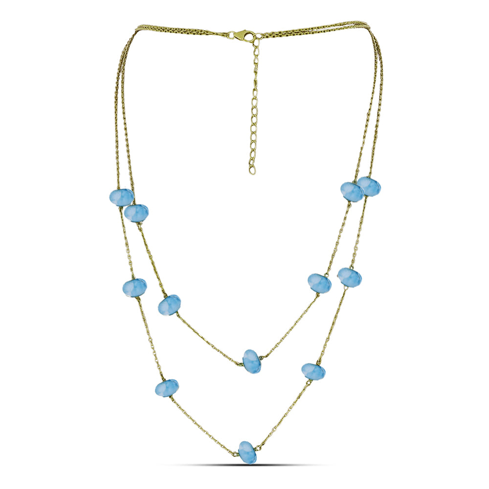 Collar de Plata Bañada en Oro con Larimar 1 