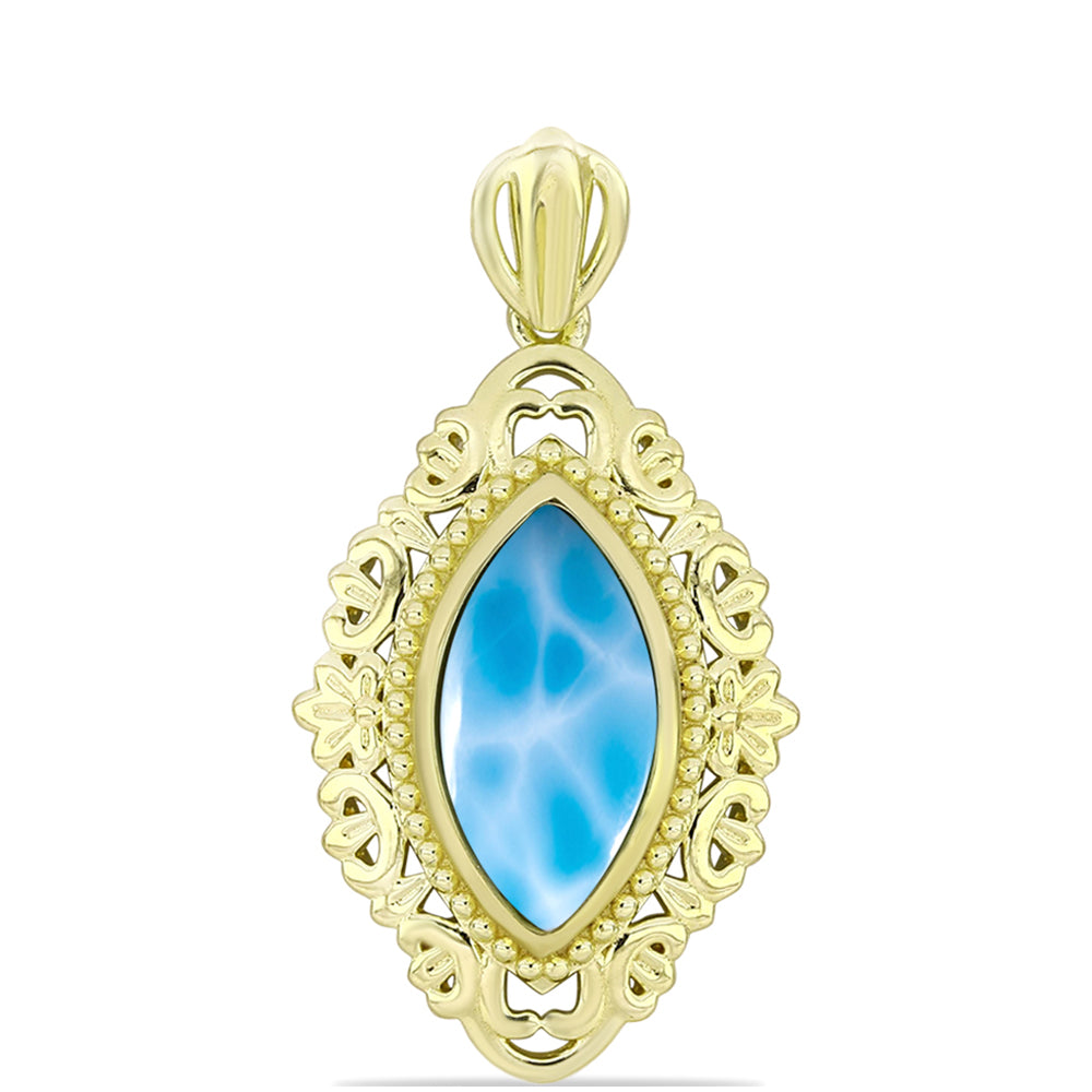 Colgante de Plata Bañada en Oro con Larimar