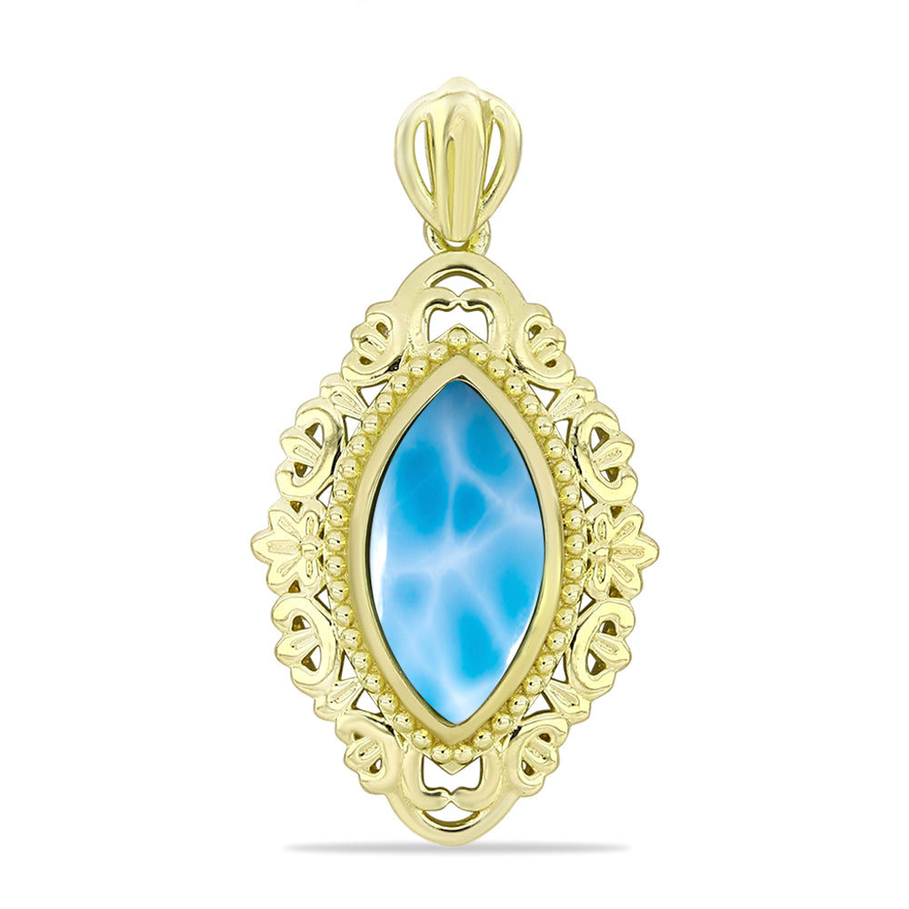 Colgante de Plata Bañada en Oro con Larimar 1 